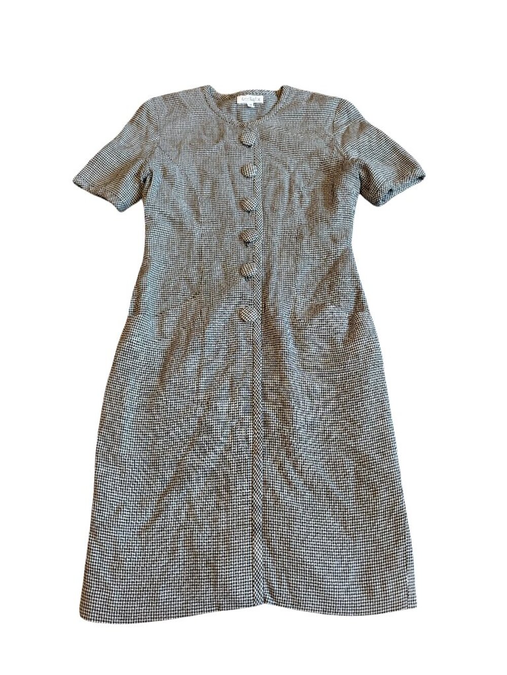 Ann Taylor Vintage Wool Dress Sheath Fit Houndstooth Retro Classy Size 8 Women's